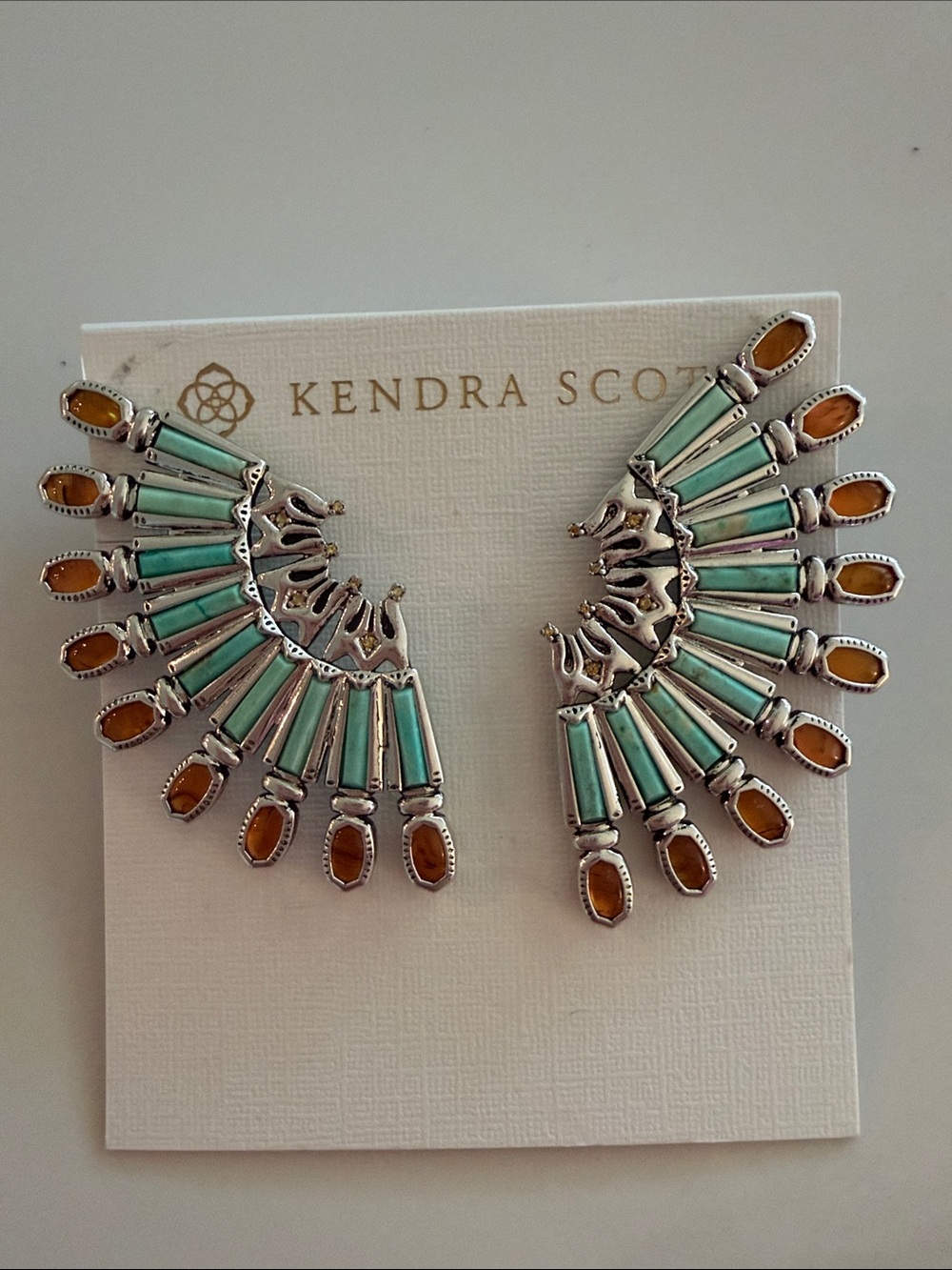 Kendra Scott Turquoise and Amber Fan Earrings